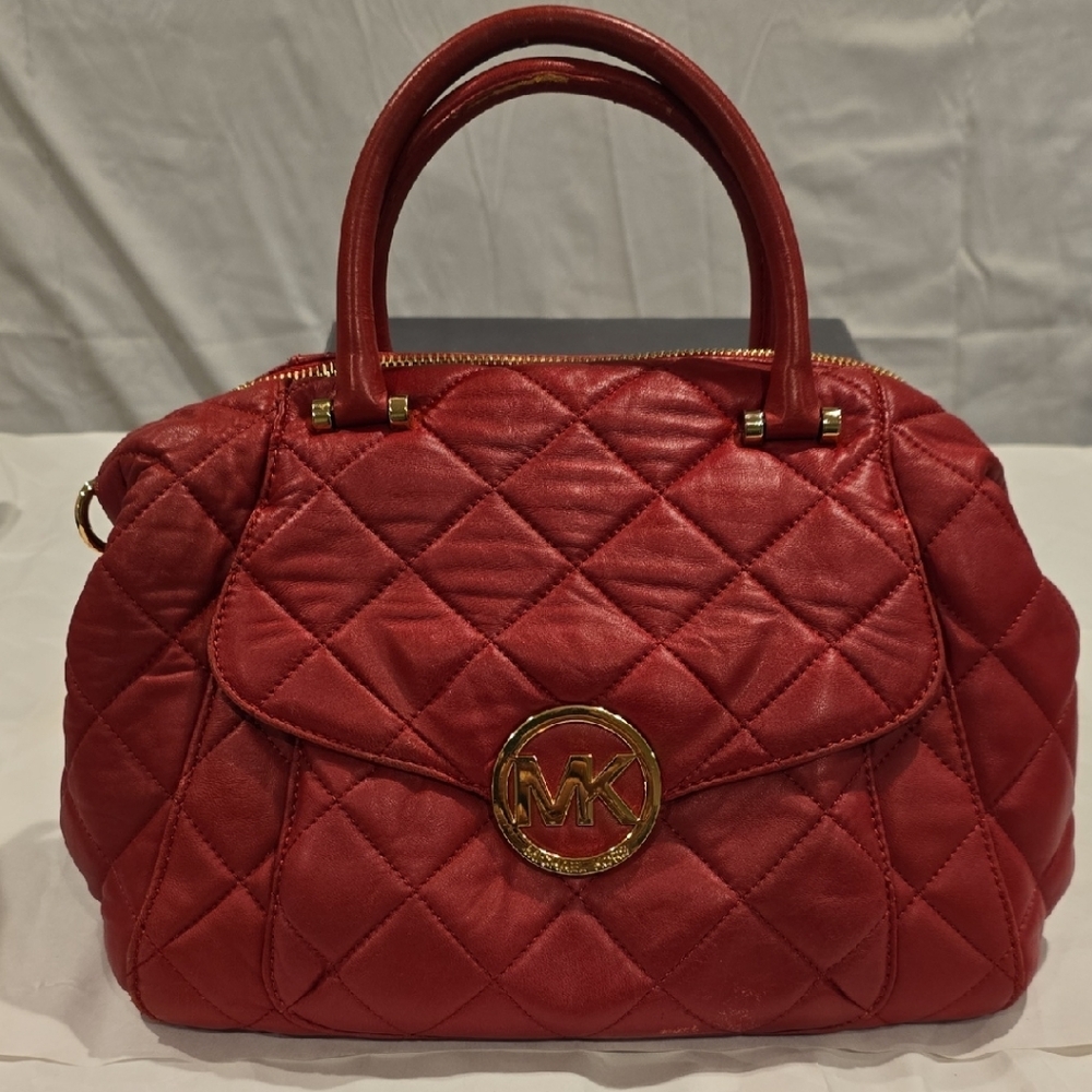 Michael Kors Red Quilted Satchel